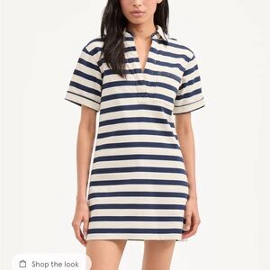 Veronica Beard Navy and Cream Striped Polo Mini Dress